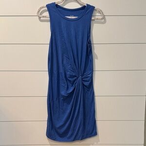 Sleeveless Knot-Front Midi Dress in Cobalt Blue